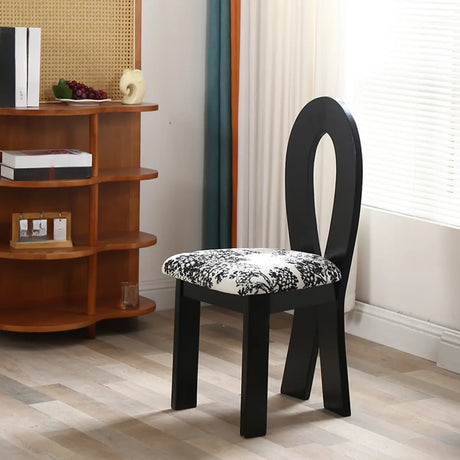 Fabric Seating Ribbon-Back Wood Dining Chair Black Image - 1
