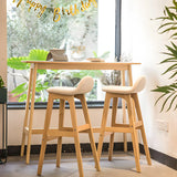 White Upholstered Bucket Seat Wood Bar Stool Image - 15