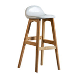 White Upholstered Bucket Seat Wood Bar Stool Image - 19