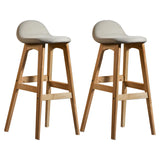 White Upholstered Bucket Seat Wood Bar Stool Image - 20