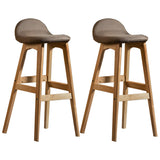 White Upholstered Bucket Seat Wood Bar Stool Image - 22