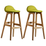 White Upholstered Bucket Seat Wood Bar Stool Image - 23