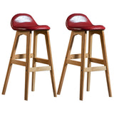 White Upholstered Bucket Seat Wood Bar Stool Image - 24