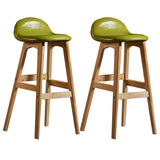White Upholstered Bucket Seat Wood Bar Stool Image - 25