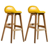 White Upholstered Bucket Seat Wood Bar Stool Image - 26