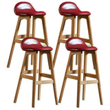 White Upholstered Bucket Seat Wood Bar Stool Image - 36