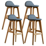 White Upholstered Bucket Seat Wood Bar Stool Image - 42