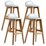 White Upholstered Bucket Seat Wood Bar Stool Image - 43