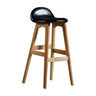 White Upholstered Bucket Seat Wood Bar Stool Image - 5