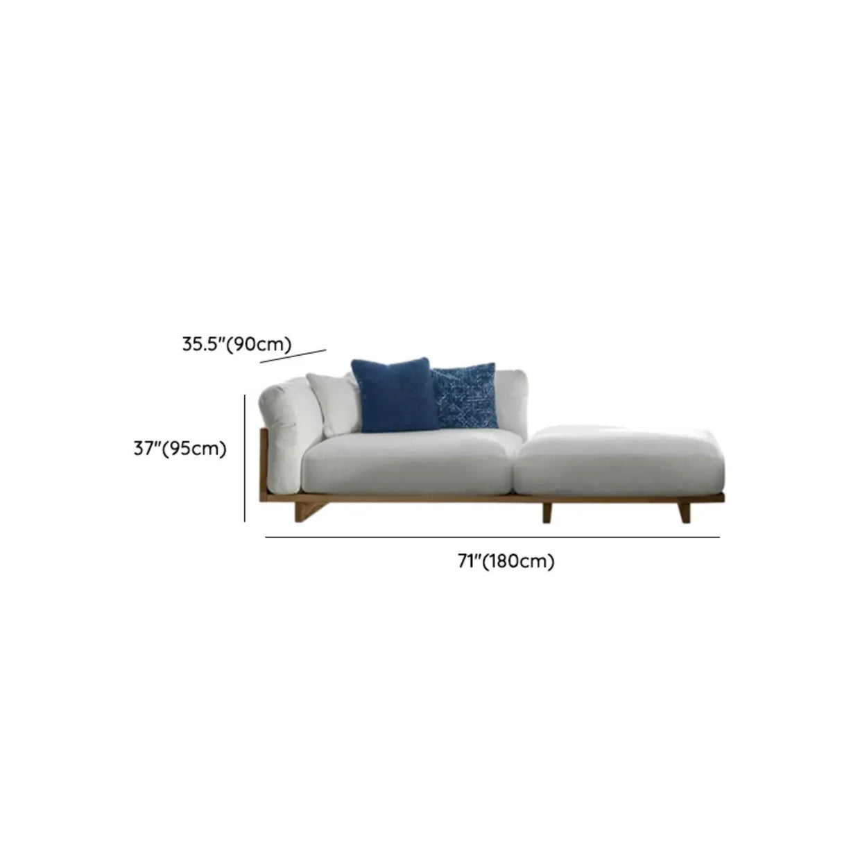 Fade Resistant Teak L-Shaped White Cushions Patio Sofa Set Image - 12
