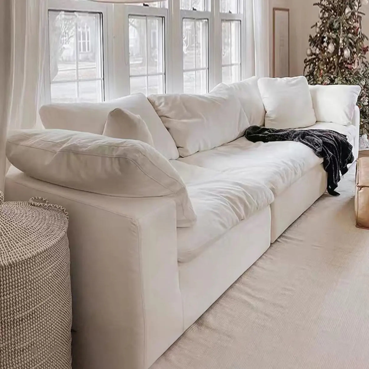 Fade Resistant White L-Shaped Linen Recliner Included Sofa Image - 1
