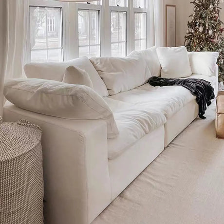 Fade Resistant White L-Shaped Linen Recliner Included Sofa Image - 1