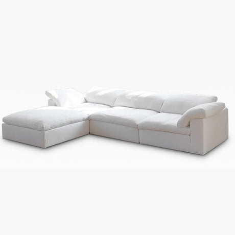 Fade Resistant White L-Shaped Linen Recliner Included Sofa Image - 2