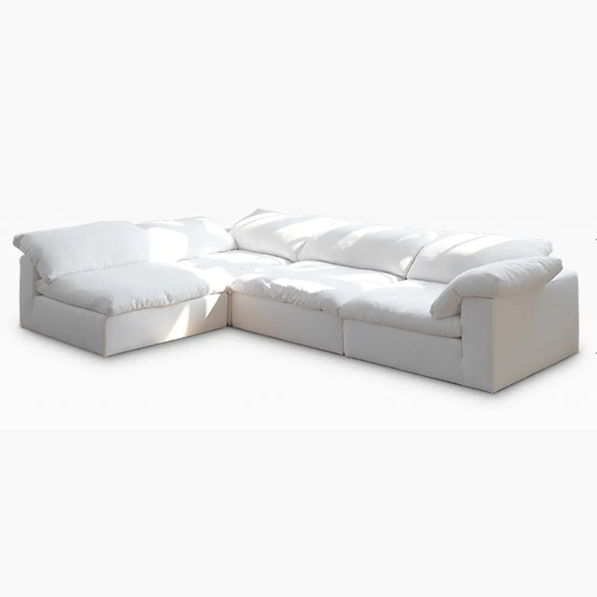 Fade Resistant White L-Shaped Linen Recliner Included Sofa Image - 3