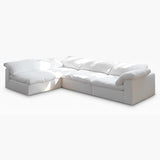 Fade Resistant White L-Shaped Linen Recliner Included Sofa Image - 3