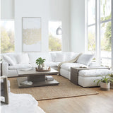 Fade Resistant White L-Shaped Linen Recliner Included Sofa Image - 4