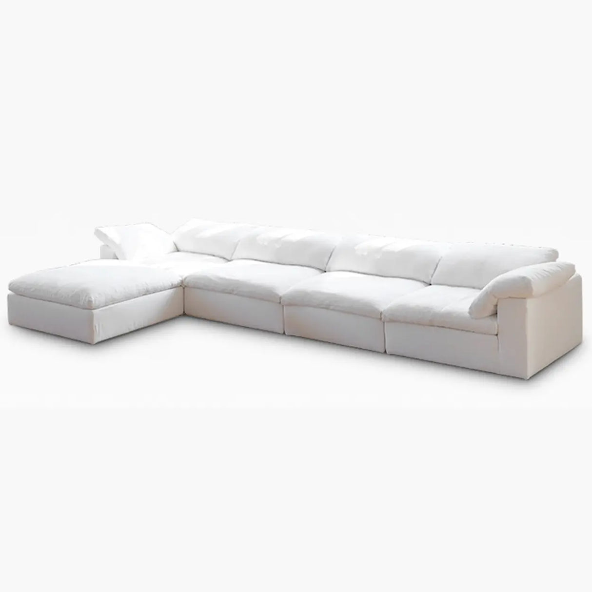 Fade Resistant White L-Shaped Linen Recliner Included Sofa Image - 5