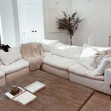 Fade Resistant White L-Shaped Linen Recliner Included Sofa Image - 6