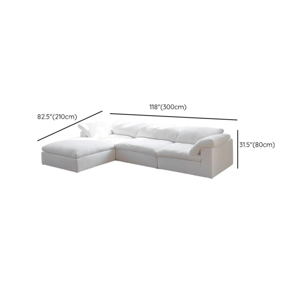 Fade Resistant White L-Shaped Linen Recliner Included Sofa 