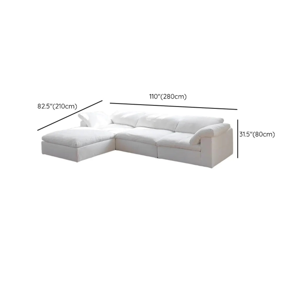 Fade Resistant White L-Shaped Linen Recliner Included Sofa Image - 9