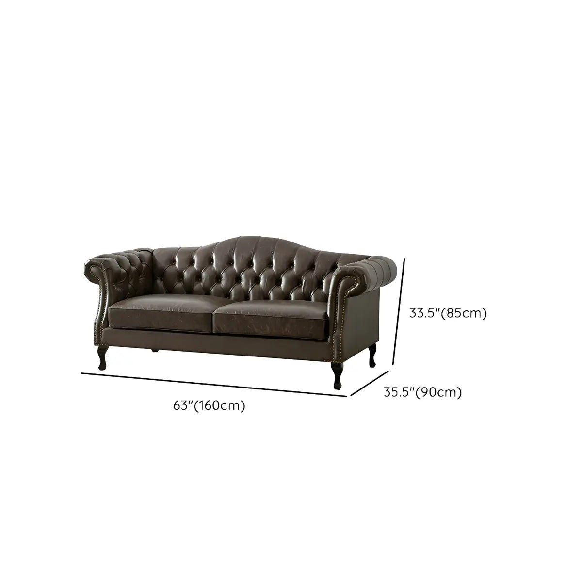 Farmhouse Brown Waterproof Faux Leather Loveseat 