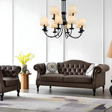 Farmhouse Brown Waterproof Faux Leather Loveseat Image - 3