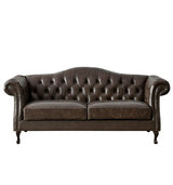 Farmhouse Brown Waterproof Faux Leather Loveseat Image - 6