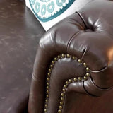 Farmhouse Brown Waterproof Faux Leather Loveseat Image - 7
