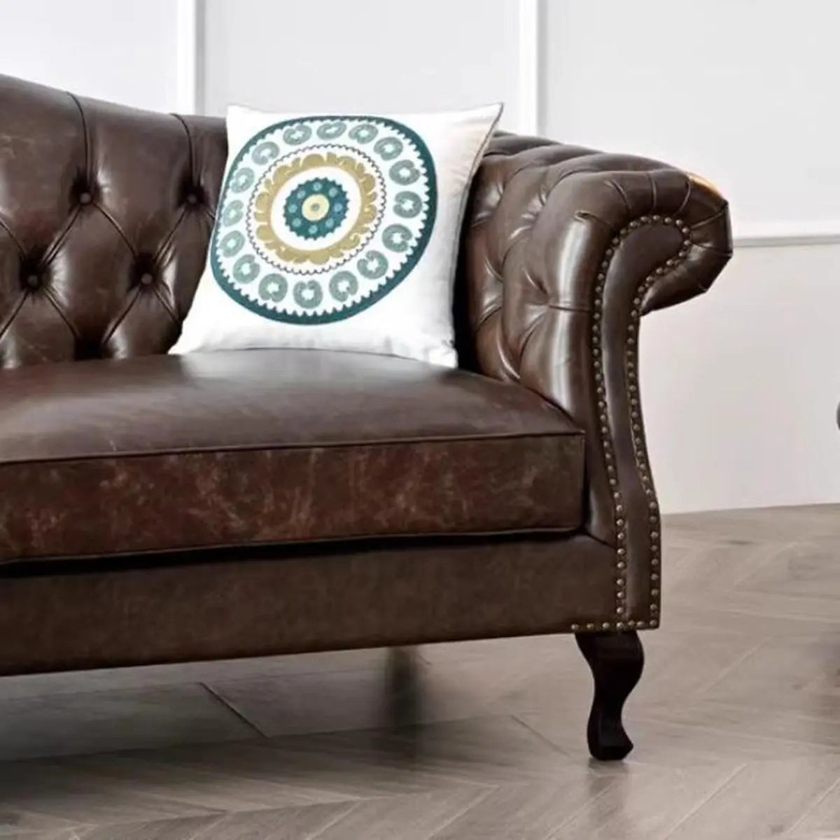 Farmhouse Brown Waterproof Faux Leather Loveseat Image - 9
