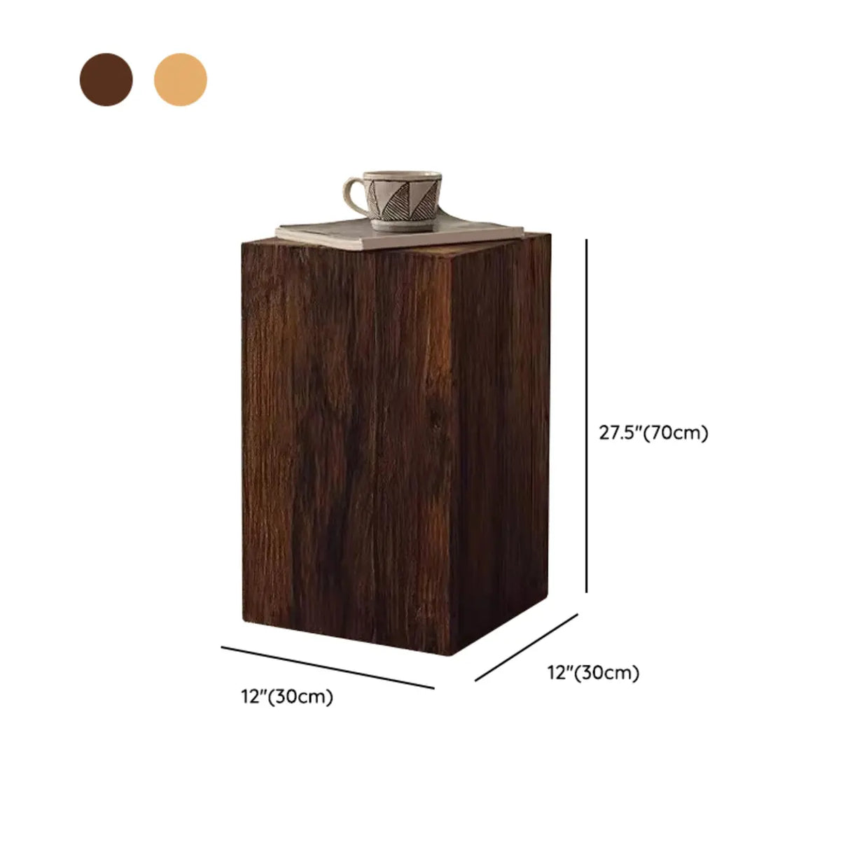 Farmhouse Rustic Wood Block Square Side Table Image - 13