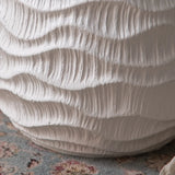 Farmhouse Rustic Wood Round Textured Drum Side Table Image - 8