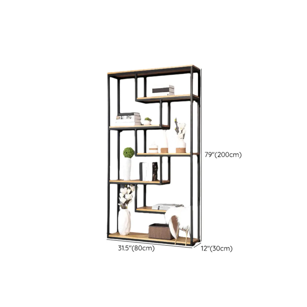 Fashion Black Iron Rack Vertical Display Bookshelf Image - 12