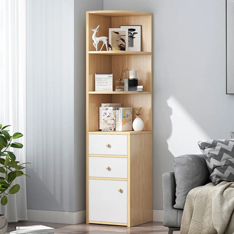 Fashion Closed Back Corner Wooden Display Bookcases Image - 1