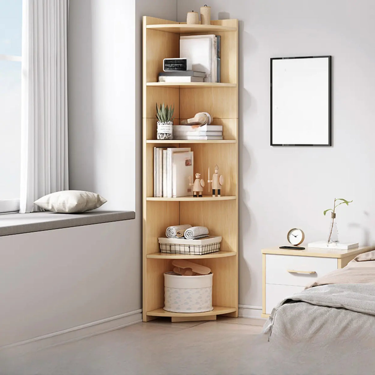 Fashion Closed Back Corner Wooden Display Bookcases Image - 12
