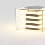 Fashion Cube Multi-Layer Design Glass Outdoor Post Lamp Image - 8