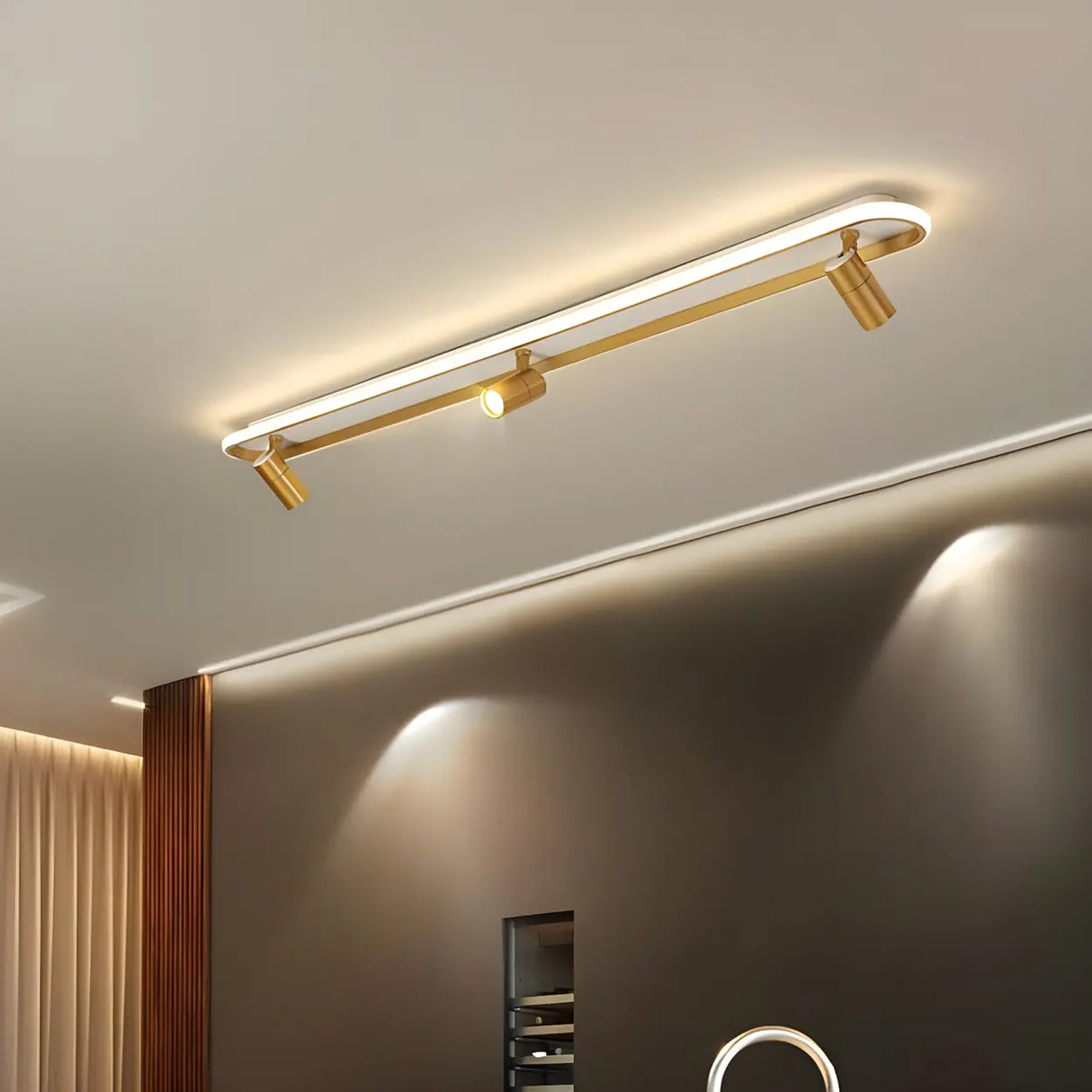 Fashion Gold LED Metal Flush Mount Fixed Track Light Image - 16