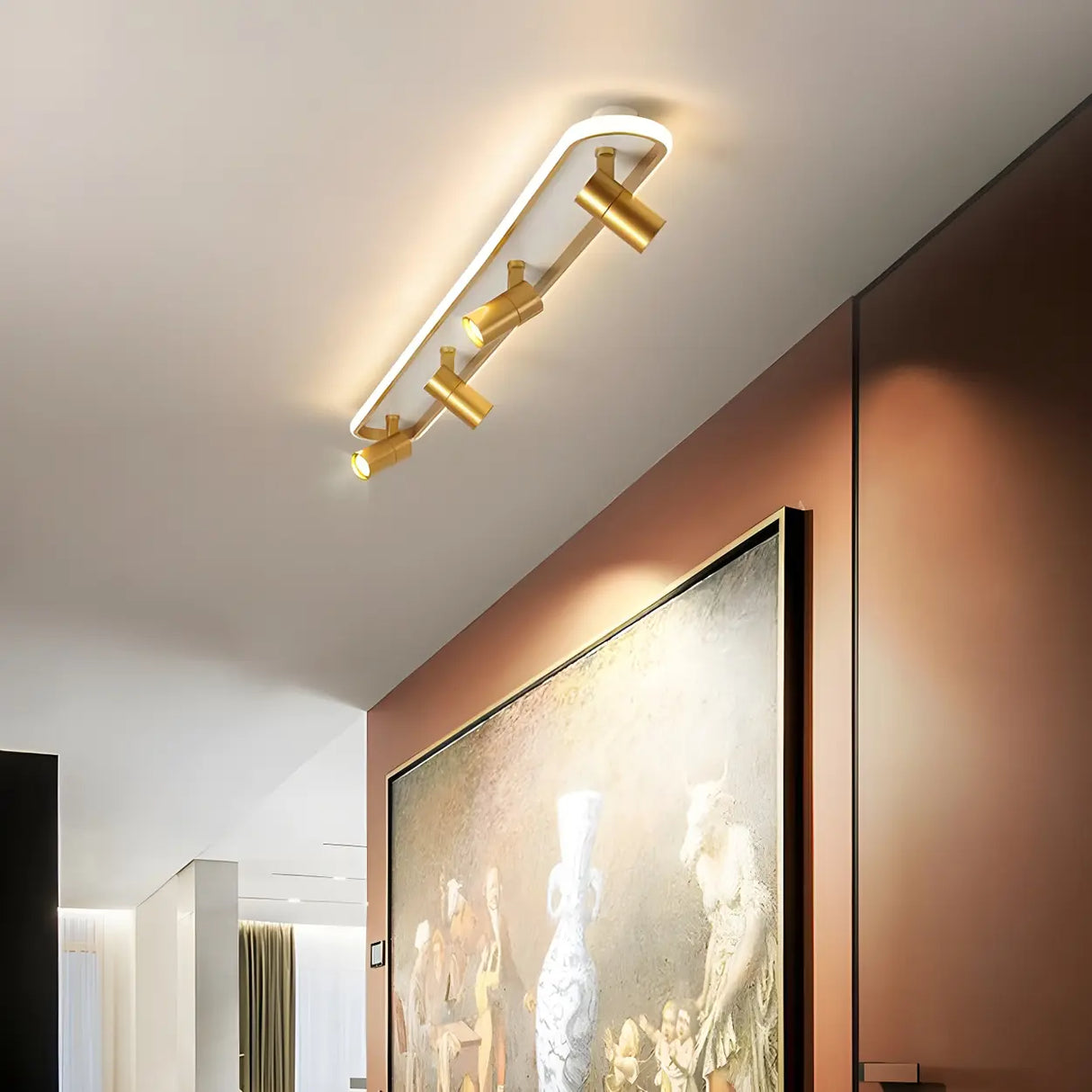 Fashion Gold LED Metal Flush Mount Fixed Track Light Image - 17