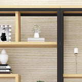 Fashion Metal Frame Open Wood Shelf Display Bookshelf Image - 13