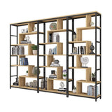 Fashion Metal Frame Open Wood Shelf Display Bookshelf Image - 3