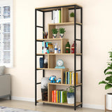 Fashion Metal Frame Open Wood Shelf Display Bookshelf Image - 4