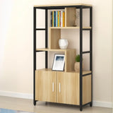 Fashion Metal Frame Open Wood Shelf Display Bookshelf Image - 9