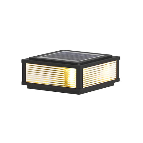 Fashion Rectangular Hollow Metal Outdoor Lamp Black Image - 2