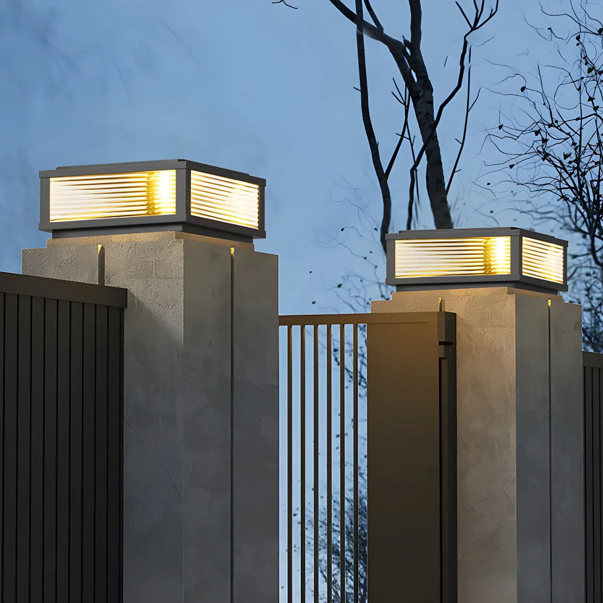 Fashion Rectangular Hollow Metal Outdoor Lamp Black Image - 4