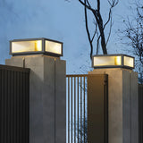 Fashion Rectangular Hollow Metal Outdoor Lamp Black Image - 4