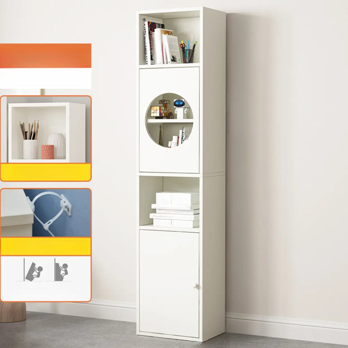 Fashion Rectangular Wood Narrow Storage Bookcase Medium Image - 18