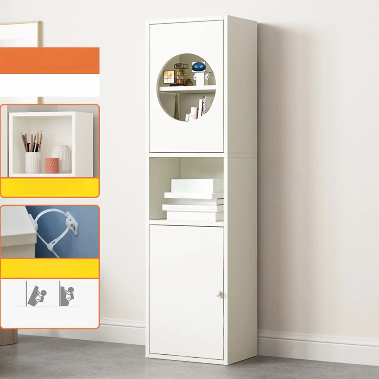 Fashion Rectangular Wood Narrow Storage Bookcase Medium Image - 19