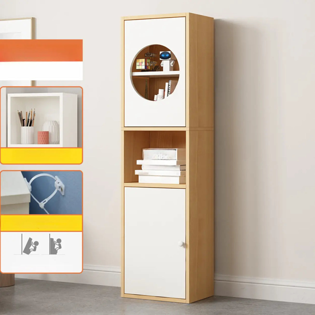 Fashion Rectangular Wood Narrow Storage Bookcase Medium Image - 23