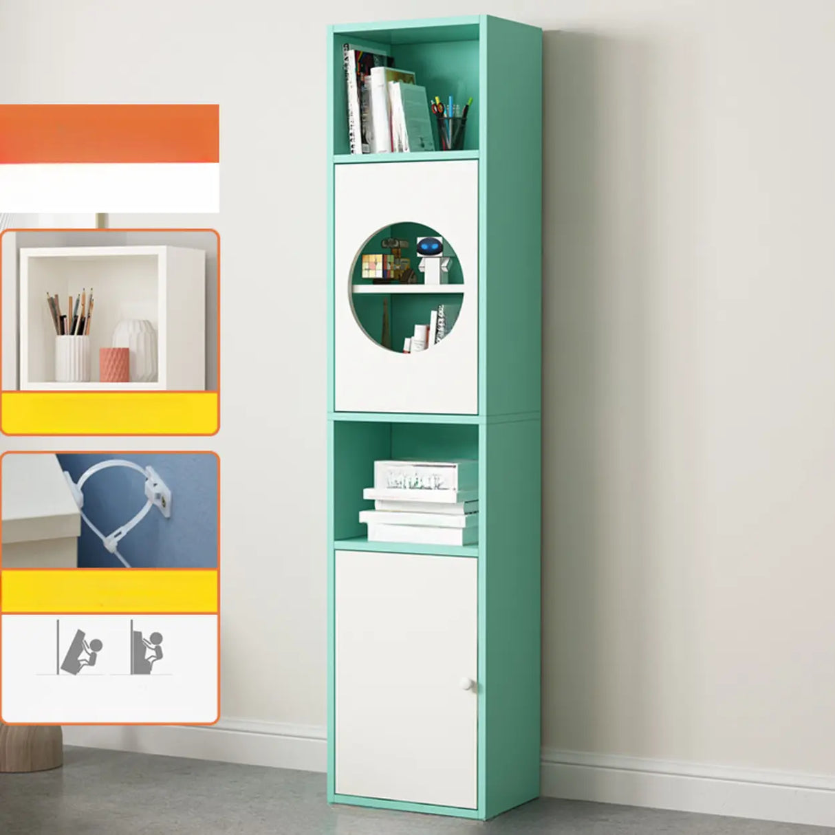 Fashion Rectangular Wood Narrow Storage Bookcase Medium Image - 27