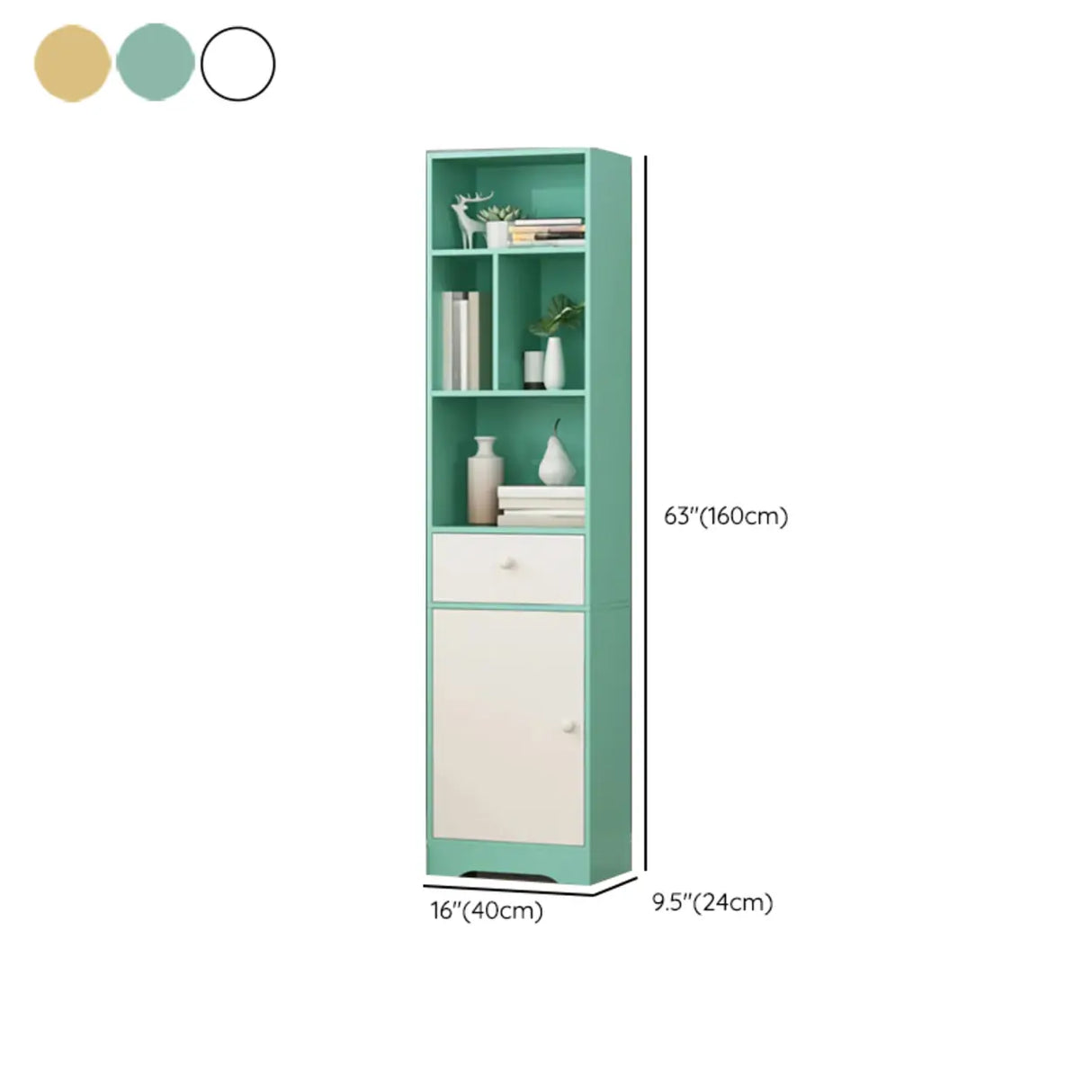 Fashion Rectangular Wood Narrow Storage Bookcase Medium Image - 48