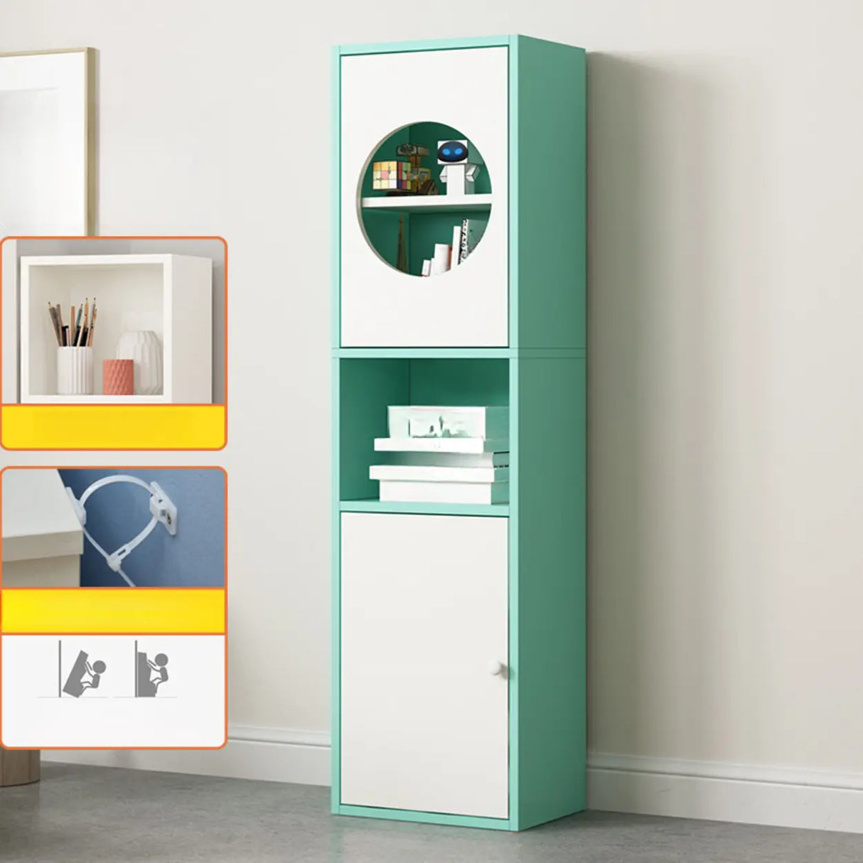Fashion Rectangular Wood Narrow Storage Bookcase Medium Image - 6
